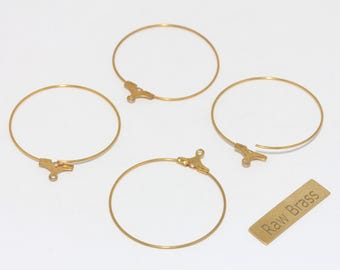 30mm Raw Brass Earring Hoops, Hoop Ear Wire, Hoop Earrings, Circle Earrings, Large Hoop Earrings, Raw Brass Earrings, HES, CHK182