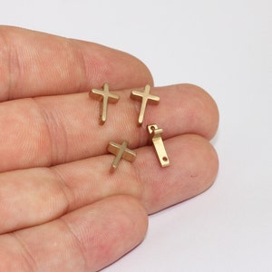 8x13mm Raw Brass Cross Pendant, Cross Necklace Charms, Christian Cross Pendant, Two Hole Charms, Religious Charms, Raw Brass Pendant, MLS330