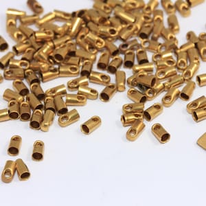 Raw Brass Bead Caps, Inner Size 1,5mm, Cord End, Cord Tip End Cap, Small Chain Crimp Closures, Raw Brass Findings, BRT645