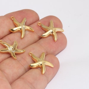 18x20mm 24k Shiny Gold Starfish, Starfish Charms, Sea Animals, Starfish Pendant, Summer Charms, Necklace Charms, Gold Plated Pendant, BRT185