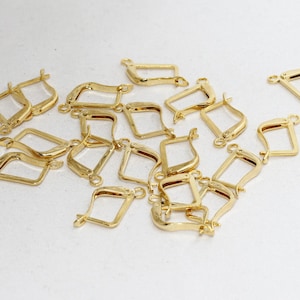100 Pcs 10x13mm 24k Shiny Gold Earrings, Leverback Earrings, Leverback Ear Hooks, Earring Findings, Gold Plated Findings, LE, BRT508