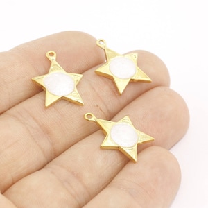 14x20mm 24k brillantes encantos de estrella de oro, encantos de estrella de perla, estrella de polo, colgante de perla, encantos delicados, estrella del polo, hallazgos chapados en oro, MTE321