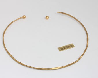 2mm Raw Brass Wire Choker Necklace, Opening Screw Ball Choker Necklace Cuff,  Twisted Wire Neck Cuff, CHK730