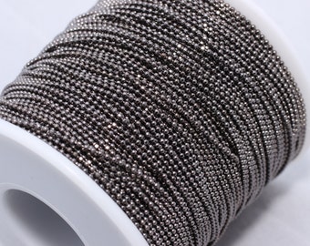 1,2mm Gunmetal Ball Chain, Faceted Ball Chain, Bulk Lot Chains, Lace Ball Chain, Beaded Chain, Gunmetal Plated Findings, UBC, BXB77