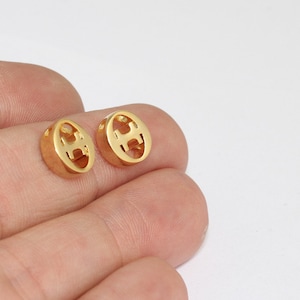 7x9mm 24k glänzend Gold Eta Brief, Eta Buchstaben, griechische Buchstaben, Eta Schmuck Perlen, griechisches Alphabet, Eta Charme, vergoldete Buchstaben, MLS155