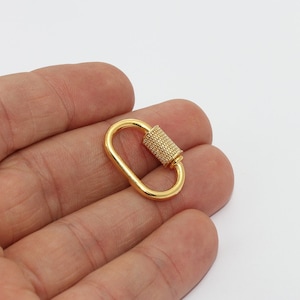 16x23mm 24k Shiny Gold Oval Screw Clasp, Oval Screw Clasp, Screw Clasp For Necklace, Gold Necklace Pendant, Necklace Clasp, smr, MTE182
