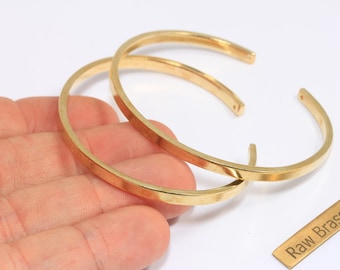 3,5mm Raw Brass Flat Bracelet Bangle, Raw Brass Stacking Cuff Bracelet, Adjustable Raw Brass Bracelet, Handmade Bracelets, XP88