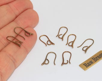 7x16mm Raw Brass Earring Fish Hooks, Tiny Ear Wires, French Hook Earrings, Earrings Findings, SOM50