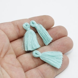 10 Pcs 1 inches Mini Tassels , Blue Tassels , Cotton Tassels, Silk Tassels, thread tassels  , TSL6