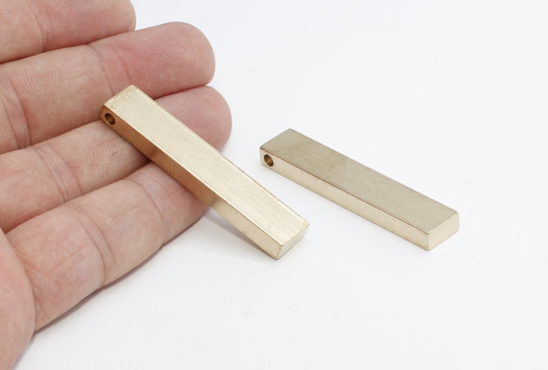 Rectangle Bar Square Bar Pendant Charms Nameplate Bar 10 Pcs 10x50x5mm Raw Brass Stamping Bar PND51