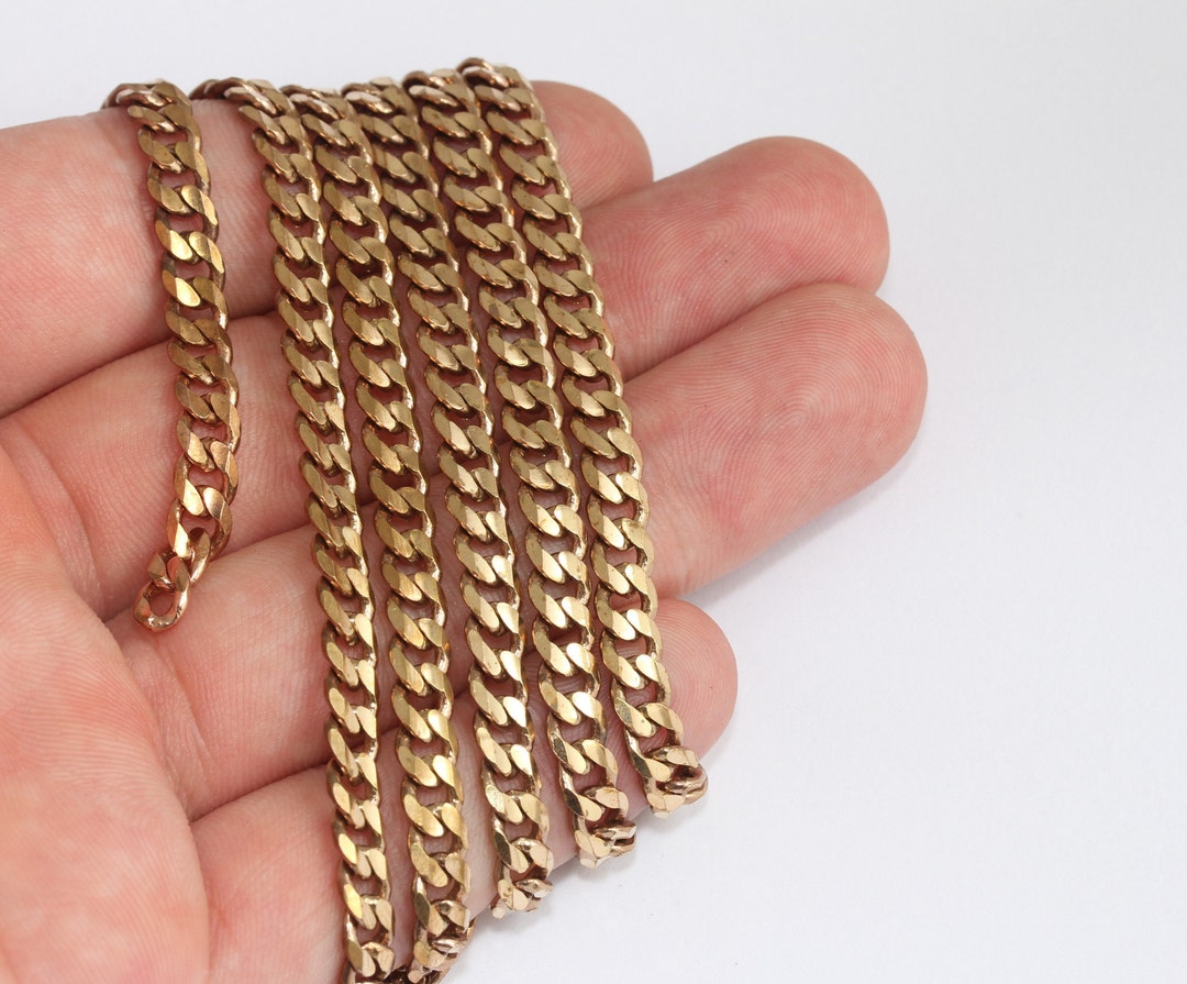 Facted Rope Chain 5,5x7mm Dark Raw Brass Faceted Chain, Curb Chain, Raw Brass Bulk Chain ...