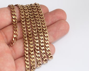 5,5x7mm Dark Raw Brass Faceted Chain, Curb Chain, Raw Brass Bulk Chain, Strong Brass Chains, Strong Curb Chain, Raw Brass Findings, CHK600-1