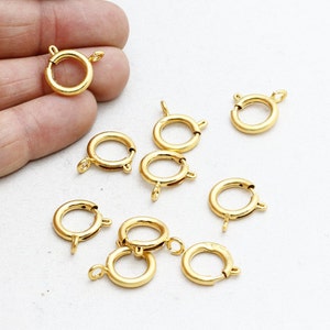 14 mm 24k glänzend vergoldeter Federverschluss, runde Goldschließe, Schließe, hochwertige Schließe, Karabinerverschluss, vergoldetes Zubehör, MTE173