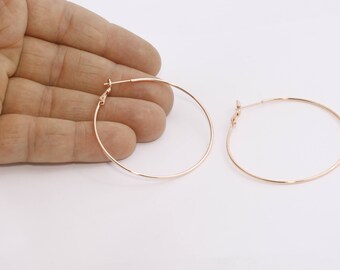 Cerchi per orecchini in oro rosa da 40 mm, filo per
