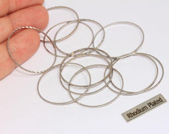 Anillo chapado en rodio de 30 mm, anillos conectores, aros de plata, conectores, dijes facetados para anillos, componentes chapados en plata, XP26