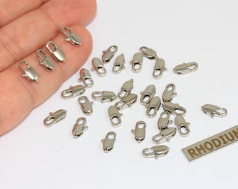 4 x 10 mm Versilberter Karabinerverschluss, Karabinerverschluss, Halskettenverschlüsse, CLO17