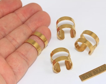 10 Pcs 16-17mm Raw Brass Ring Setting, Flat Band Ring, Wide Adjustable Ring, DR, LA7