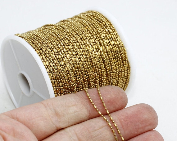 1mm Raw Brass Ball Chains, Satellite Chains, Beaded Chain, Brass Ball Chain, Bulk Lot Chain, Raw Brass Chains, OFC, BXB99