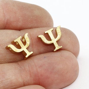 7x9mm Raw Brass Psi Brief, Psi-Briefe, Griechische Briefe, Psi Schmuck, griechisches Alphabet, Psi Charm, Raw Brass Briefe, SOM258