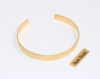 Raw Brass Cuff Bracelet, Minimalist Adjustable Bangle (7mm), TVF47