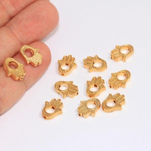 12x14mm 24k Matt Gold Hamsa Charms, Hamsa Pendant, Gold Hamsa Bracelet Charms, Turkish Hamsa Charm, Gold Plated Findings, BRT16