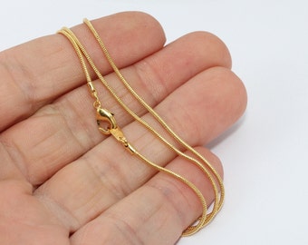 【新品】 24K ペンダント スネイク 24k 光沢のあるゴールド仕上げチェーン、金メッキ スネークチェーン