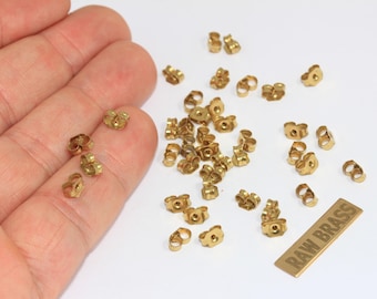 100 Pcs Raw Brass Butterfly Earring Backs, 6x3mm, BBE, CMR36