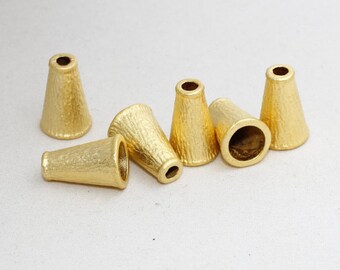 24k Vergoldete Perlenkappen, Quastenende Kegel, Legierung Schmuckzubehör (10x16.5 mm), NED BRT215