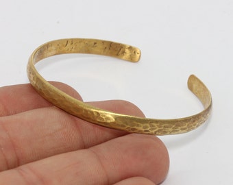 6x155mm Raw Brass Hammered Bangle, Raw Brass Hammered Cuff Bracelet, Adjustable Raw Brass Bracelet, Handmade Bracelet, TFK14