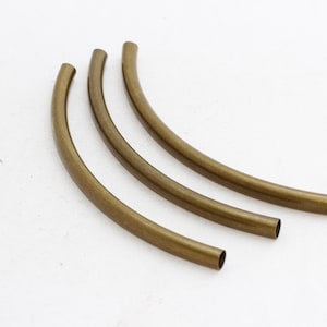 12 Stk 6 x 110mm Bronze Tubes, Halskette Tube Perlen, Tube Halskette, lange gebogene Tubes, Bronze Nudel Tubes, Bronze vergoldet Erkenntnisse, TBR47