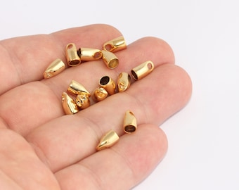 5x9mm 24k Shiny Gold Bead Caps, Inner Size 3,8mm, Cord End, Cord Tip, End Cap, Cone Bead Cap, Tassel End Caps, Gold Plated Findings, SLM1004