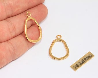 Ovale hanger met 24-karaats glanzend vergulde afwerking en messing omlijsting (19 x 25 mm), CHK262-5