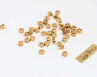 100 Pcs 2,5x5mm Raw Brass Spacer Beads, Raw Brass Industrial Spacers, Rondelle Beads, Round Brass Beads, Raw Brass Findings, SR, KA28