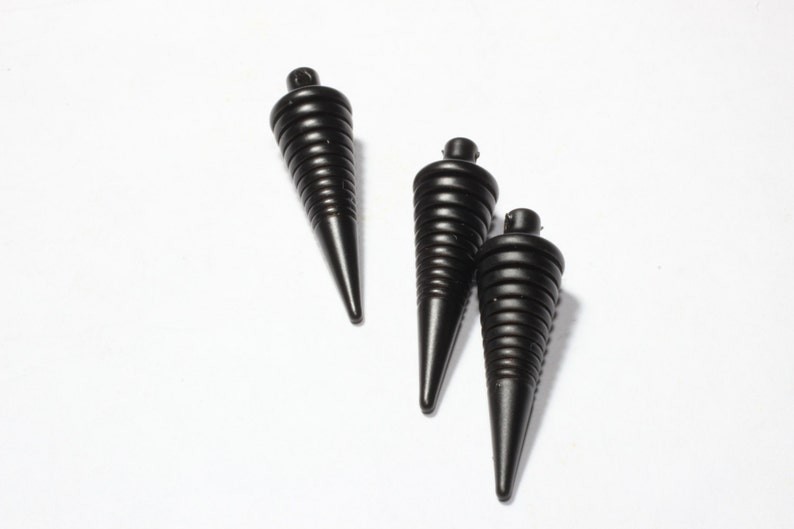 MR ETS92 Spike Cones Pendant Charms Spike Pendant Mens Jewelry 7x27mm Black Plated Spike Charms Long Bar Black Plated Findings