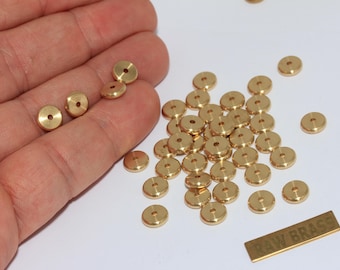 40 stuks 7,5 mm ruwe messing rondelle kralen, tussenkralen munt, schakelarmbandbedels, SFB, EYM29