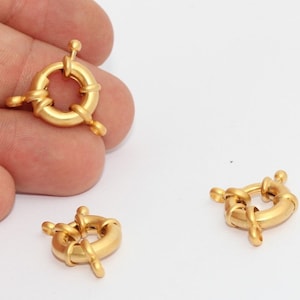 15mm 24k MattGold Federverschluss, Runder Goldverschluss, Federverschluss, Hochwertiger Verschluss, Hummerverschluss, vergoldete Beschläge, LS, BRT491