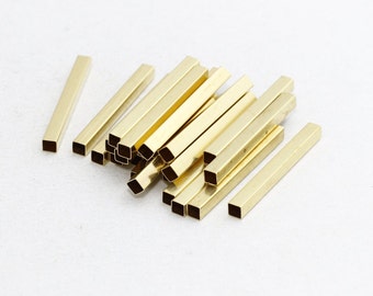40 piezas 4x40mm tubos cuadrados de latón crudo, cuentas de tubo, tubos, collar de tubo, encantos de latón, encantos cuadrados, encantos de tubo, hallazgos de latón crudo, TBR73