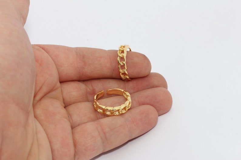 16mm 24k Shiny Gold Chain Ring Chain Ring Adjustable Gold Etsy
