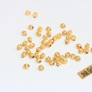 Contas de esferas em ouro fosco 24k, 3,8 x 4,3 mm, contas redondas, contas espaçadoras, contas de esferas padronizadas, MLS606
