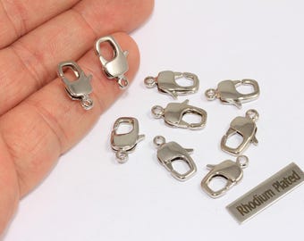 7 x 16 mm Rhodium überzogener Karabiner-Verschluss, quadratischer Karabiner-Verschluss, starker Karabiner-Verschluss, Halskettenverschlüsse, versilbertes Schmuckzubehör, ROSE312