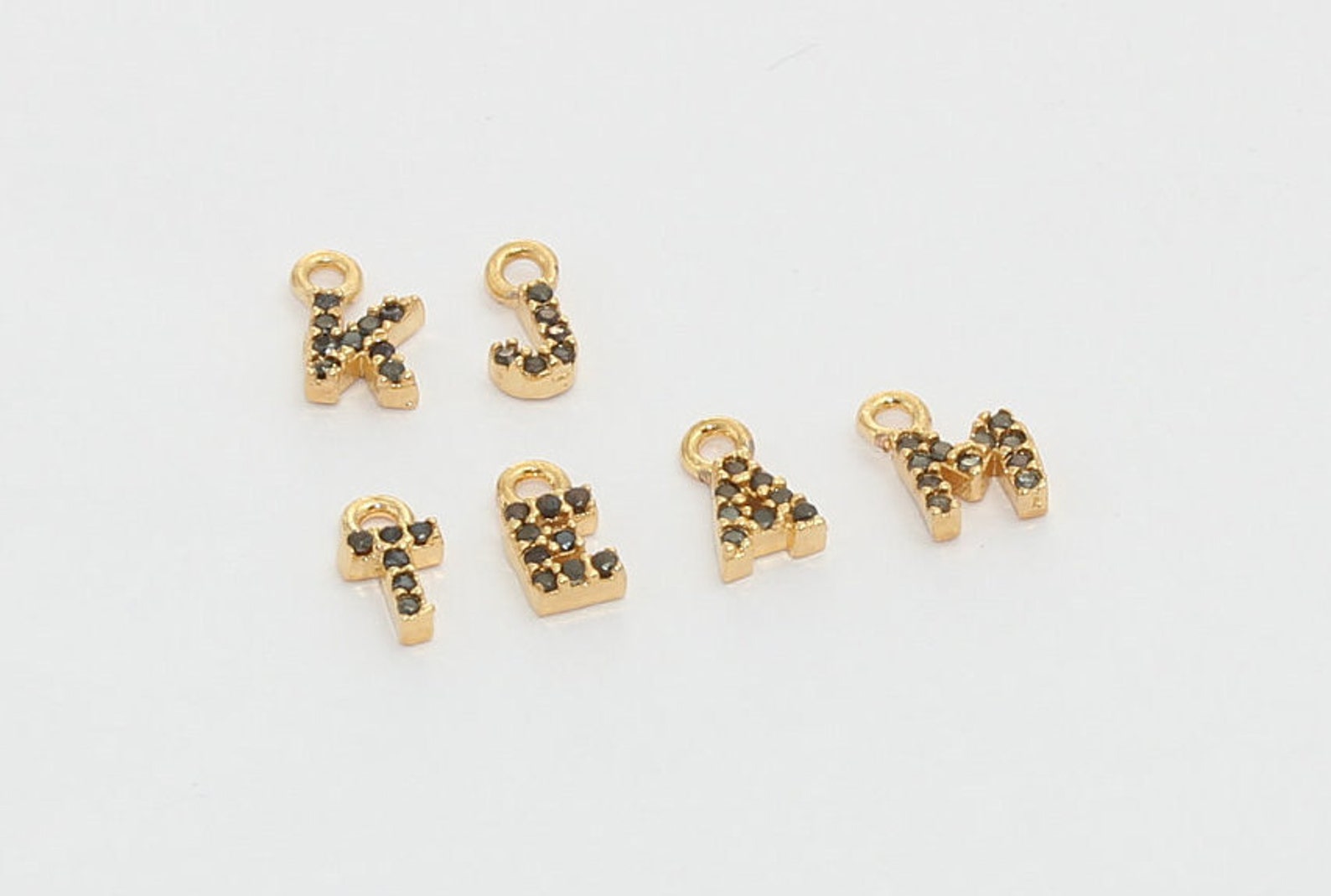 5x8mm 24k Shiny Gold Cz Letter Charms, Cz Letter, Zircon Letters, Gold ...