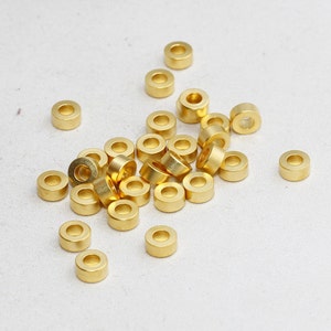 10 Pcs 6mm 24K Matt Gold Spacer Beads, Gold Spacers, Rondelle Beads, Round Brass Beads, Connector Beads, Gold Plated Findings, RR, BRT393