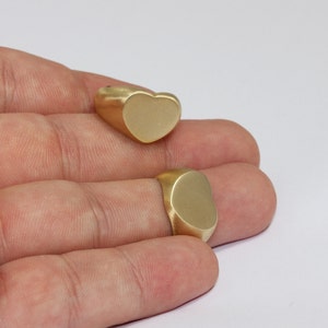 17mm Raw Brass Heart Ring, Stamping Ring, Adjustable Brass Ring, Statement Rings, Heart Shaped Rings, Women&#39;s Rings, Raw Brass Rings, CHK432