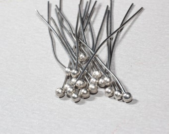 35mm Silver Plated Ball Head Pins, Jewelry Making Findings, CHK329