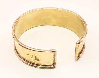 Raw Brass Cuff Bracelet, Inlay Channel, 25mm Wide, OSM1