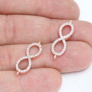 8x26mm Rose Gold Infinity, Infinity Bracelet Charms, CZ Eternity Charms, Micro Pave Infinity, CZ Charms, Rose Gold Plated Charms, ZRCN534
