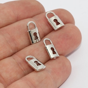 7x14mm Silver Plated Padlock Charms, Mini Lock Charms, Padlock Pendant, Lock Charm, Lock Pendant, Padlock Necklace, Charms, LP, MTE1011