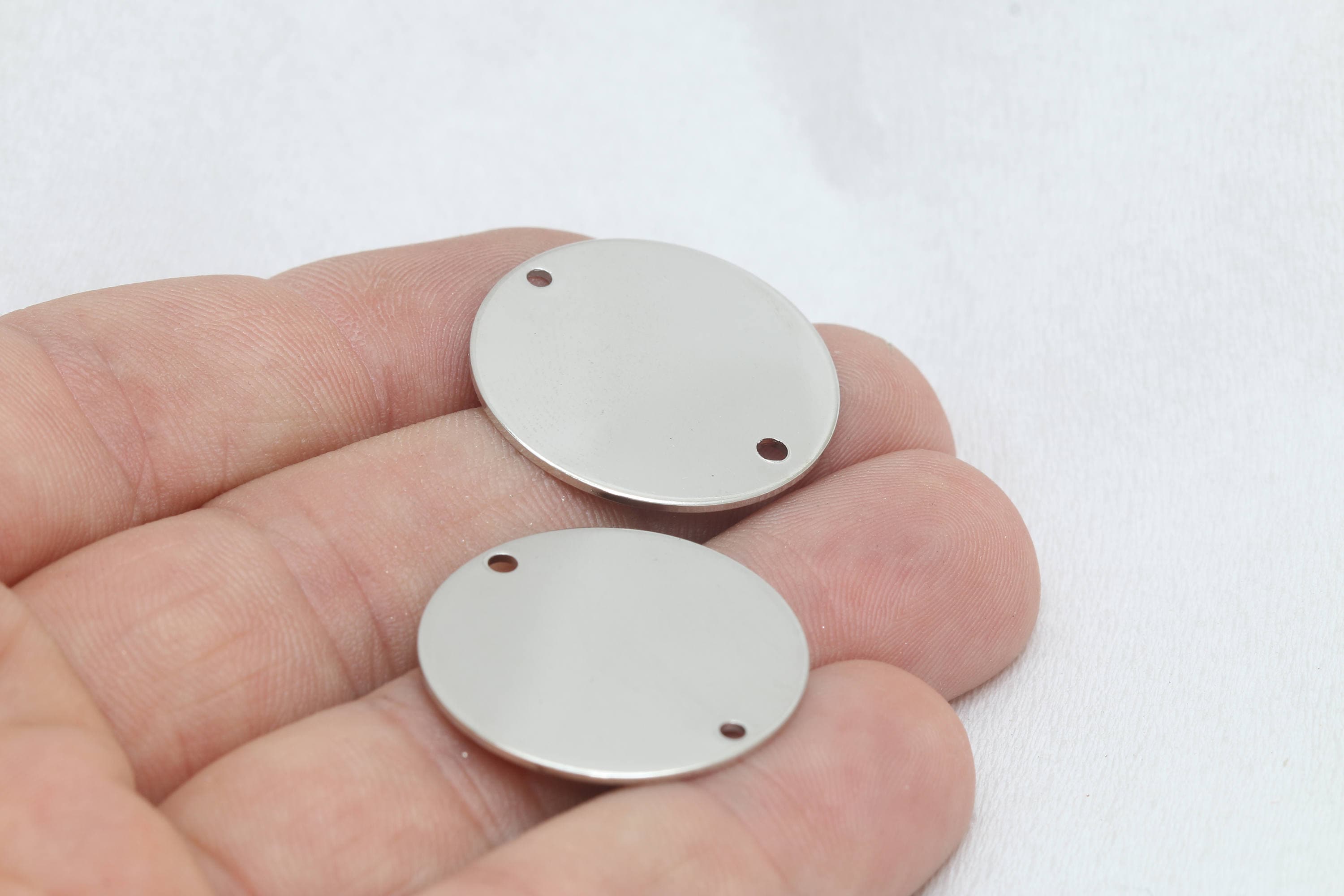25mm Two Holes Disc Silver Plated Round Charms Round Disc Etsy