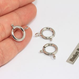 13mm Rhodium Plated Spring Clasp, Round Clasp, Ring Clasps, Silver Spring Clasp, Silver Plated Lobster Clasp, CHK230-7