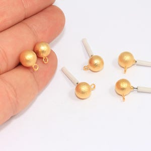 8mm 24k Matt Gold Ball Ear Posts, Dainty Earring Post, Ball Stud Earrings, Earring Settings With Loop, Gold Plated Earrings, CHK129-3